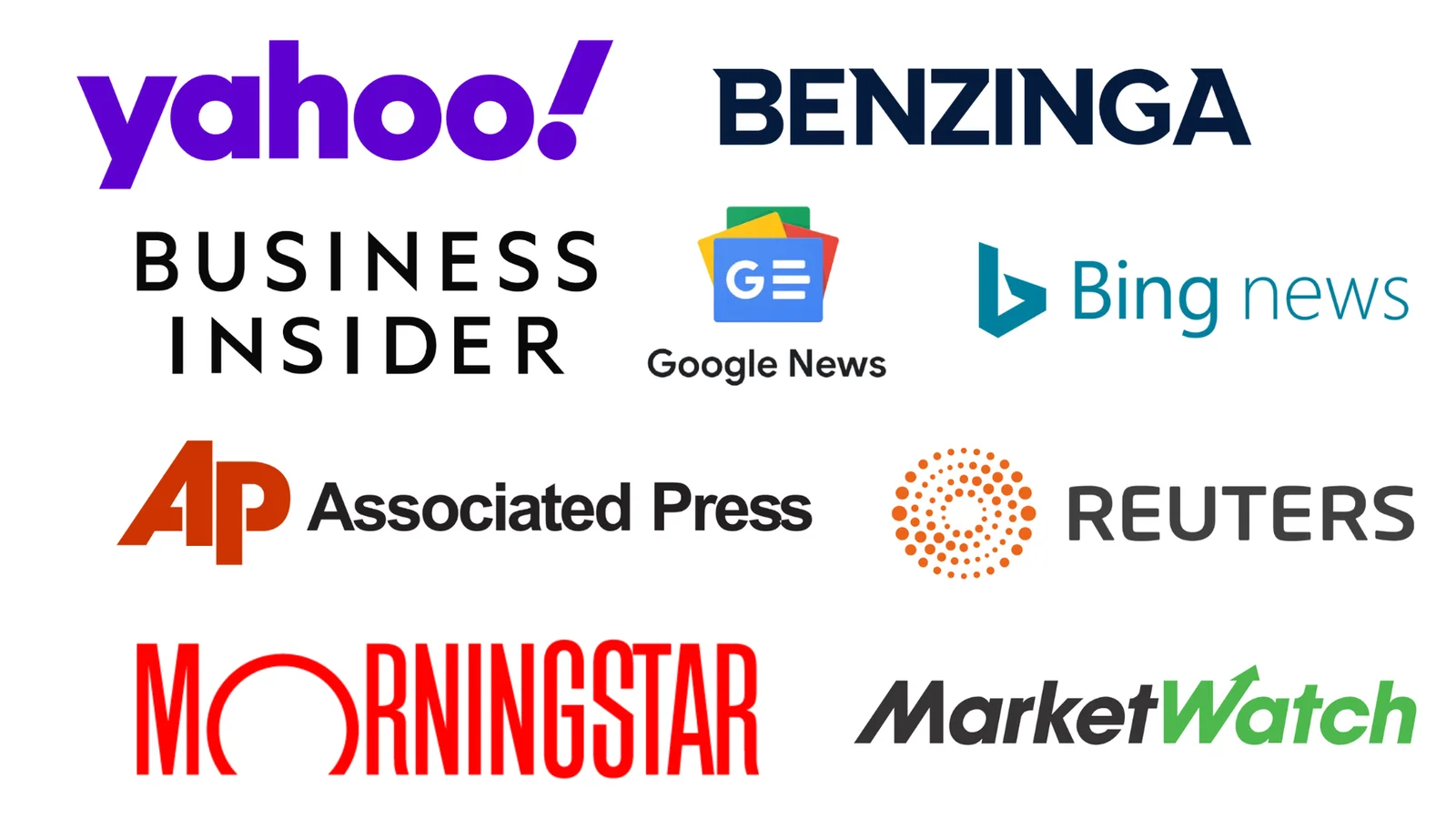 Yahoo, Benzinga, Business Insider, Google News, Bing News, AP, Reuters, Morningstar, MarketWatch