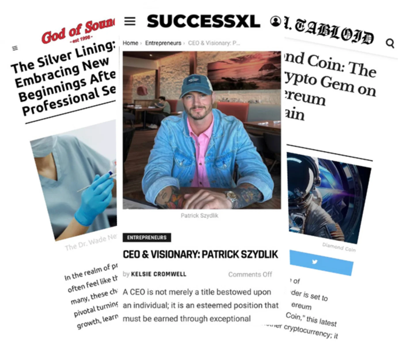 Three published articles about clients